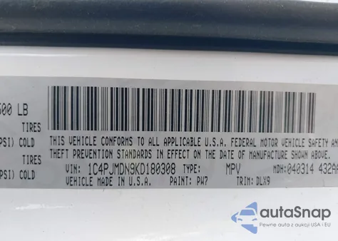 2019 Jeep Cherokee Limited 4X4 z USA, uszkodzony, nr VIN 1C4PJMDN9KD180308